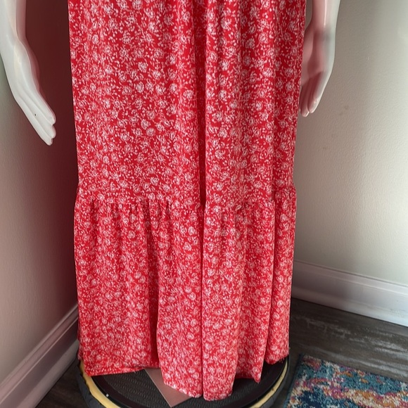 Zara red floral tiered midi dress small - Picture 9 of 9